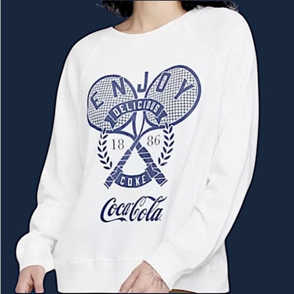 Wildfox Coca-Cola Enjoy Delicious Coke Sommers Sweatshirt White Blue Size L NWT - Picture 1 of 10